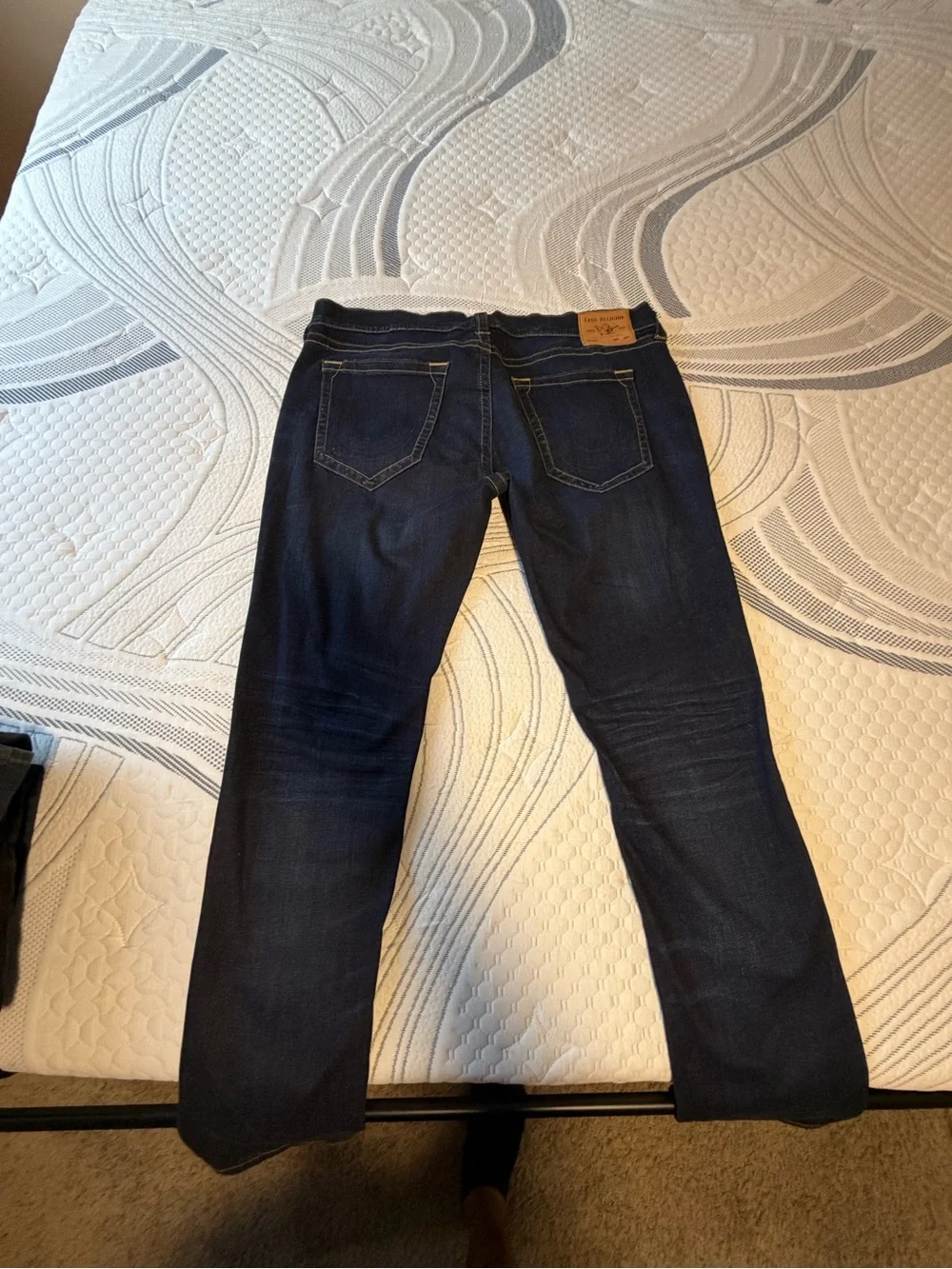 True Religion Men's Dark Indigo Slim Straight Jeans
